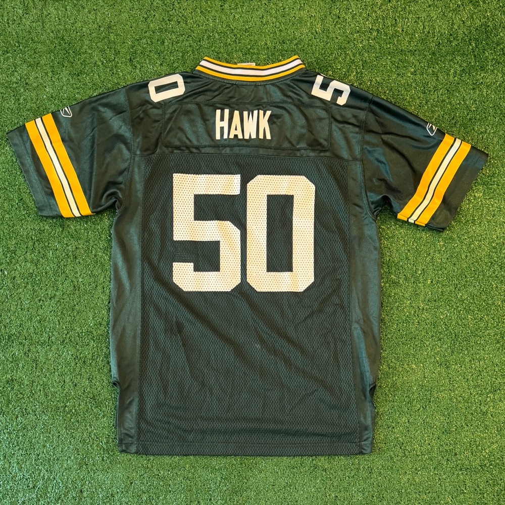 Green Bay Packers Jersey Youth Extra Large 14/16 Hawk #50 Green On Field Reebok - Picture 6 of 6